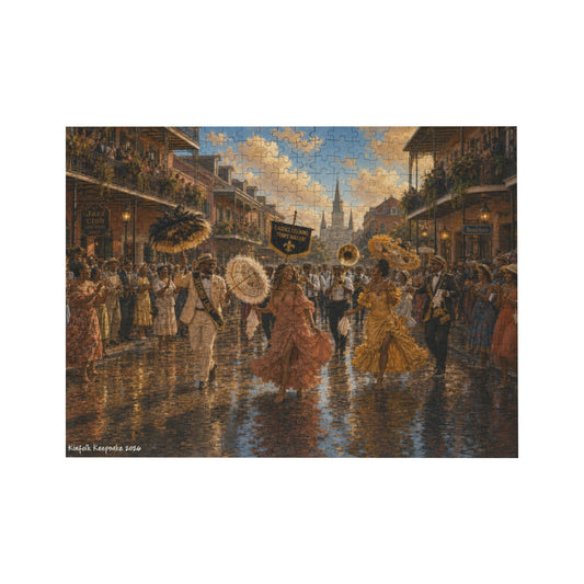 Golden Second Line in New Orleans | 500- Piece Wooden Puzzle