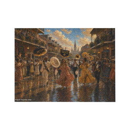 Golden Second Line in New Orleans | 500- Piece Wooden Puzzle