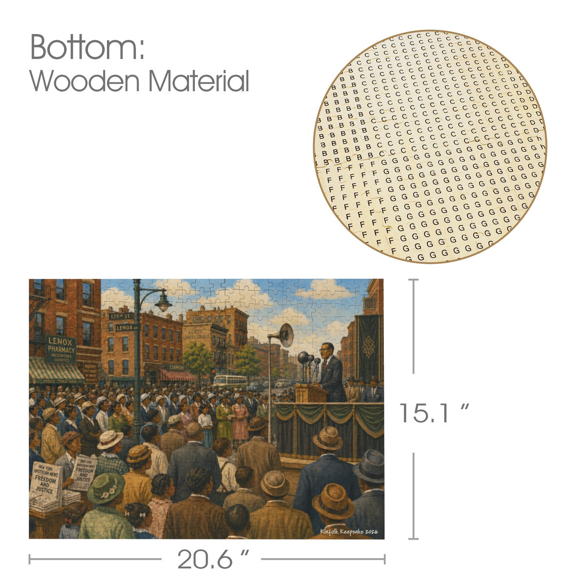 Freedom & Justice on Lenox Avenue | 500-Piece Harlem New York Wooden Puzzle
