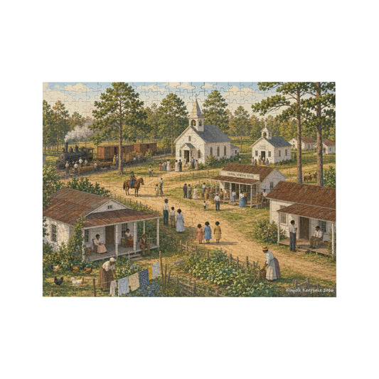 Tamina Village in Golden Light | Southeast Texas 500-Piece Wooden Puzzle
