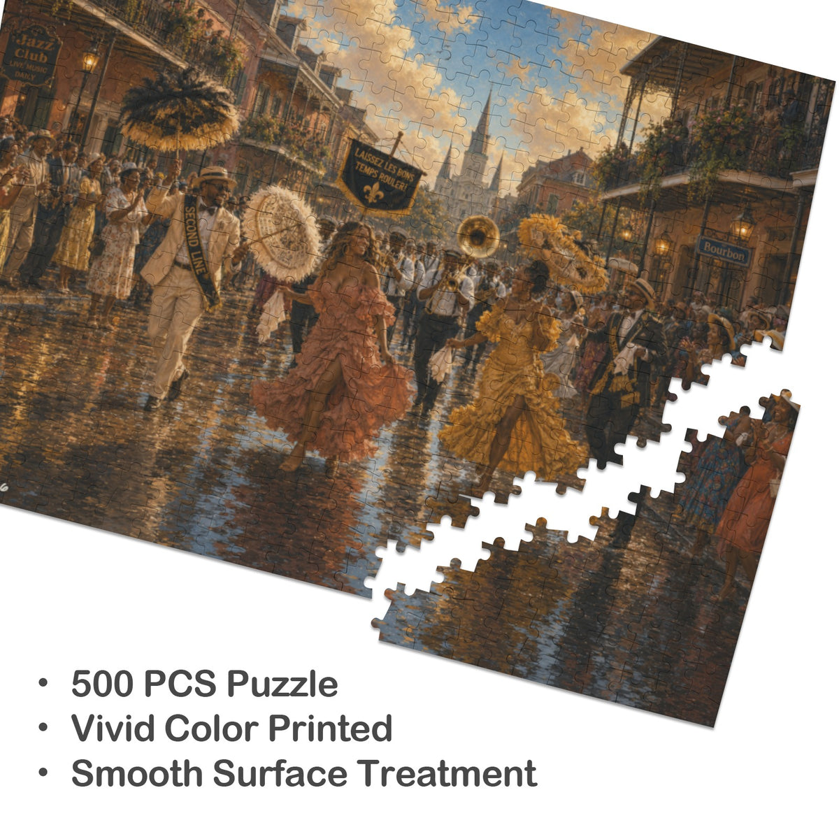 Golden Second Line in New Orleans | 500- Piece Wooden Puzzle