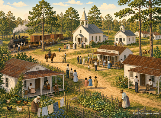 Tamina Village in Golden Light | Southeast Texas 500-Piece Wooden Puzzle