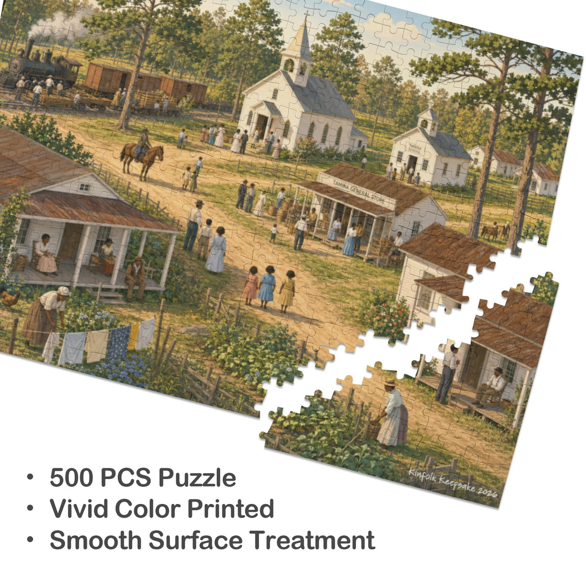 Tamina Village in Golden Light | Southeast Texas 500-Piece Wooden Puzzle