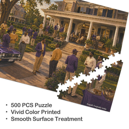 Purple & Gold on the Yard | 500-Piece Wooden Puzzle